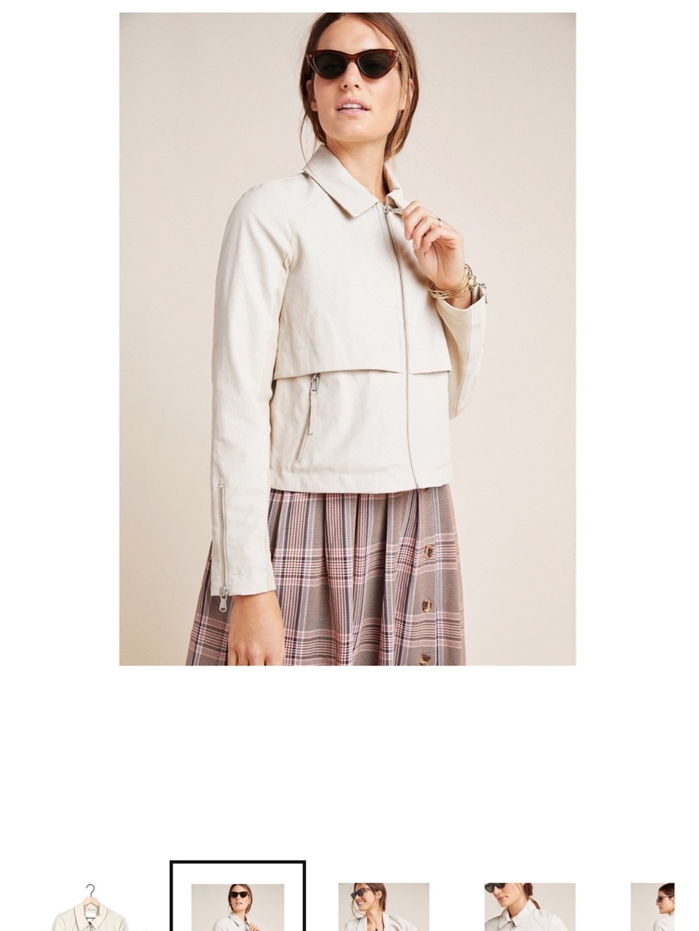 Anthropologie Marcail Anorak Zip Jacket in Cream/Tan